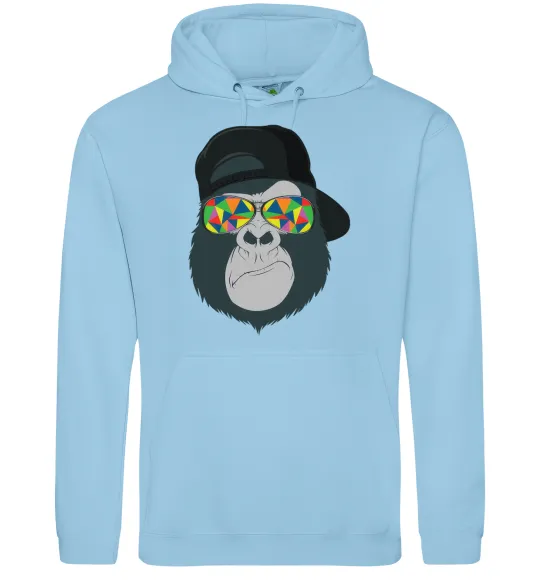 Мужская толстовка (худи) Monkey in glass Голубой фото