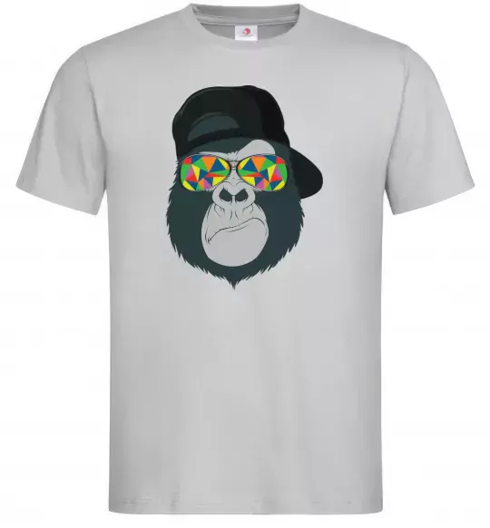 Мужская футболка Monkey in glass Серый фото