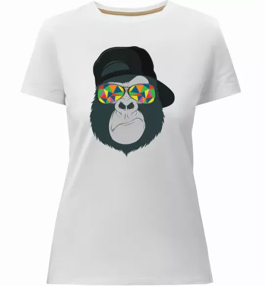 Жіноча преміум футболка Monkey in glass Білий фото