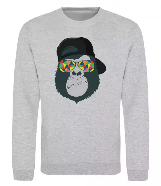 Свитшот Monkey in glass Серый меланж фото