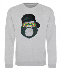 Свитшот Monkey in glass Серый меланж фото