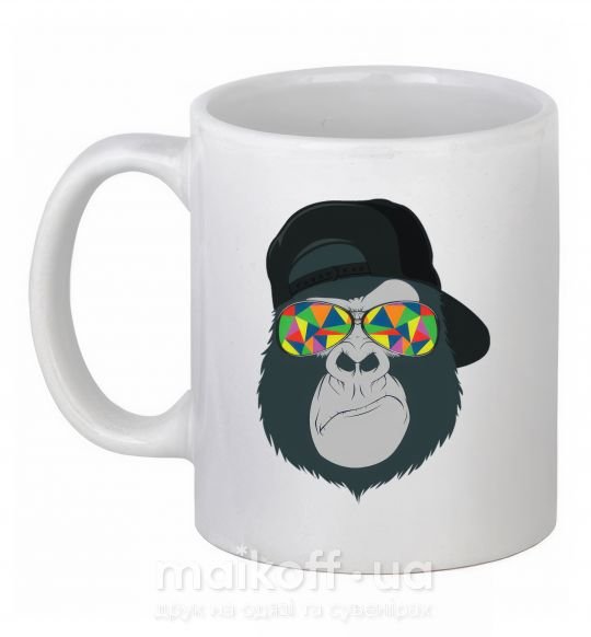 Чашка керамическая Monkey in glass Белый фото