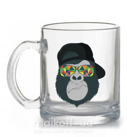 Чашка стеклянная Monkey in glass Прозрачный фото