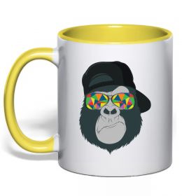 Чашка с цветной ручкой Monkey in glass