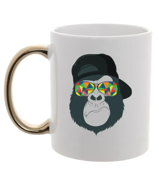 Чашка з кольоровою ручкою Monkey in glass Золото фото