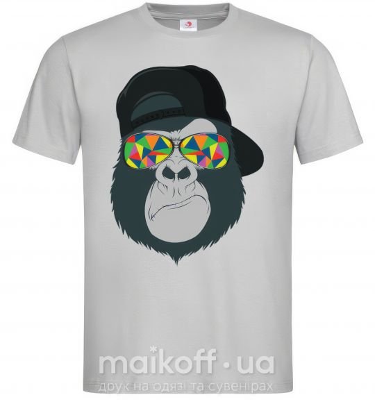 Мужская футболка Monkey in glass Серый фото