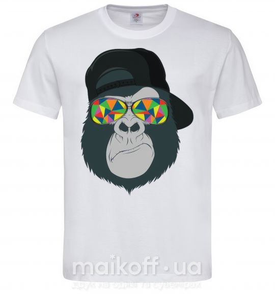 Мужская футболка Monkey in glass Белый фото