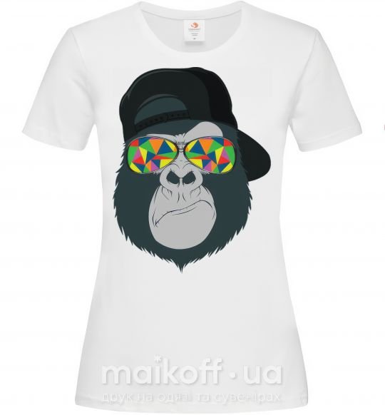 Женская футболка Monkey in glass Белый фото