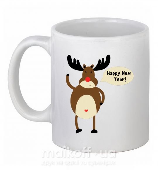 Чашка керамическая Christmas Deer Белый фото