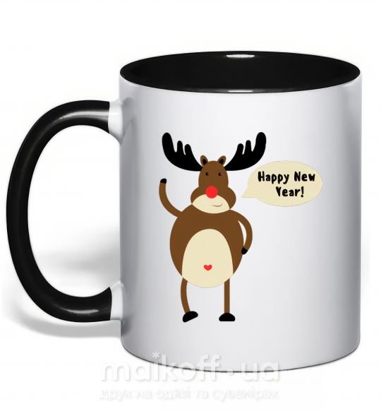 Чашка с цветной ручкой Christmas Deer Черный фото