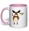 Чашка с цветной ручкой Christmas Deer Нежно розовый фото
