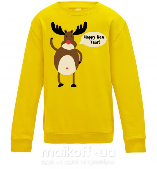 Дитячий світшот Christmas Deer Сонячно жовтий фото