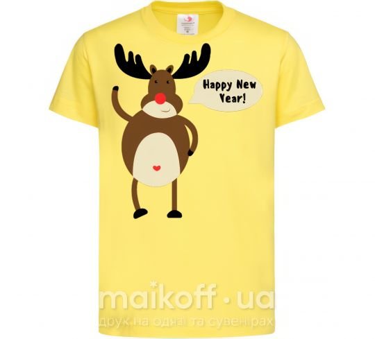 Дитяча футболка Christmas Deer Лимонний фото