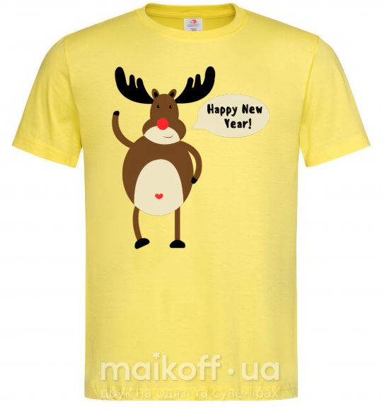 Чоловіча футболка Christmas Deer Лимонний фото