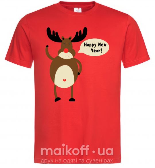 Мужская футболка Christmas Deer Красный фото