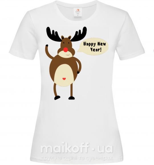 Женская футболка Christmas Deer Белый фото