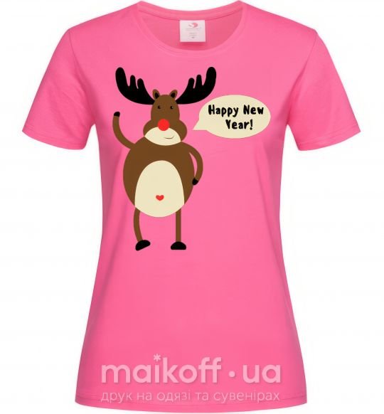 Жіноча футболка Christmas Deer Яскраво-рожевий фото