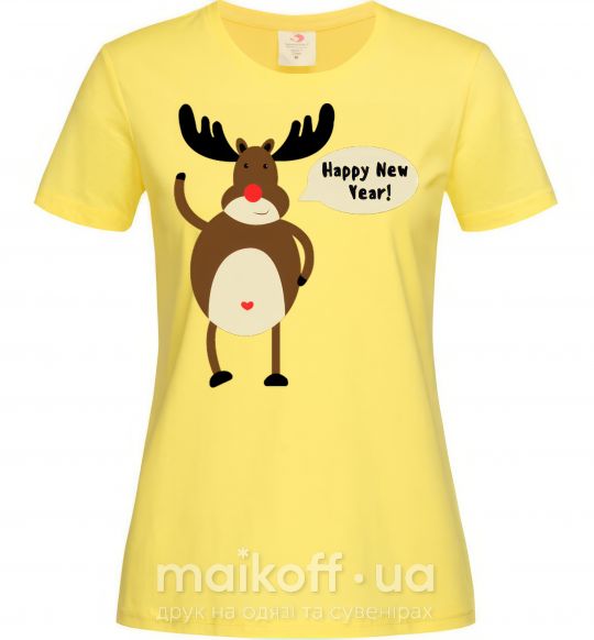 Жіноча футболка Christmas Deer Лимонний фото