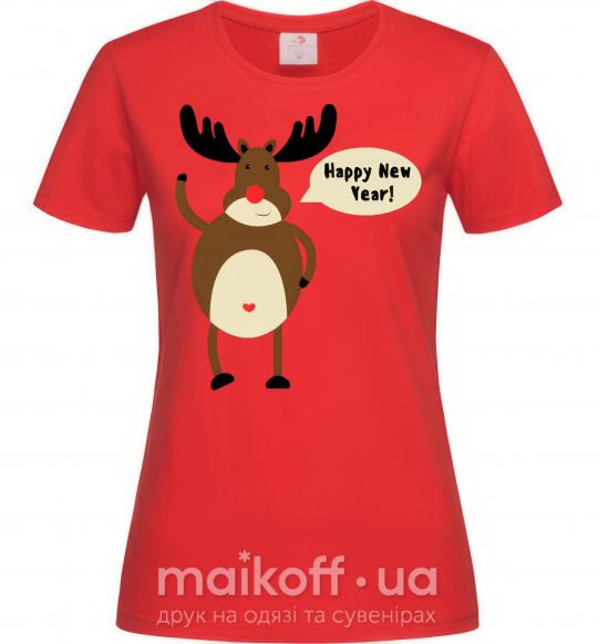 Женская футболка Christmas Deer Красный фото