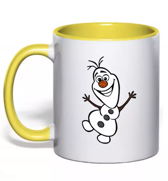 Чашка з кольоровою ручкою Олаф Сонячно жовтий фото