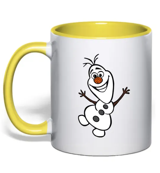 Чашка с цветной ручкой Олаф Лимонный фото