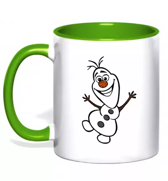 Чашка з кольоровою ручкою Олаф Зелений фото