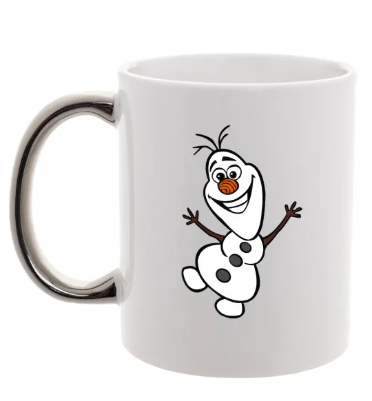 Чашка з кольоровою ручкою Олаф Срібло фото