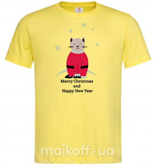 Чоловіча футболка Cat Santa Лимонний фото