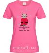 Женская футболка Cat Santa Ярко-розовый фото