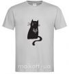 Мужская футболка cat man Серый фото