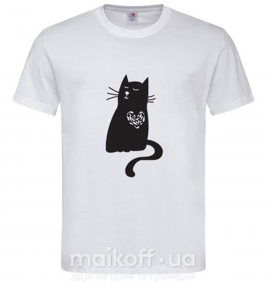 Мужская футболка cat man Белый фото