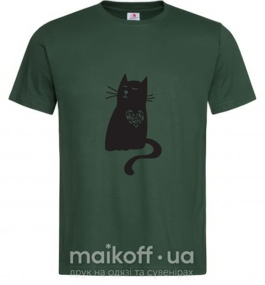 Чоловіча футболка cat man Темно-зелений фото