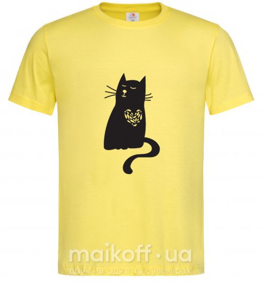 Мужская футболка cat man Лимонный фото