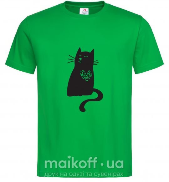 Мужская футболка cat man Зеленый фото