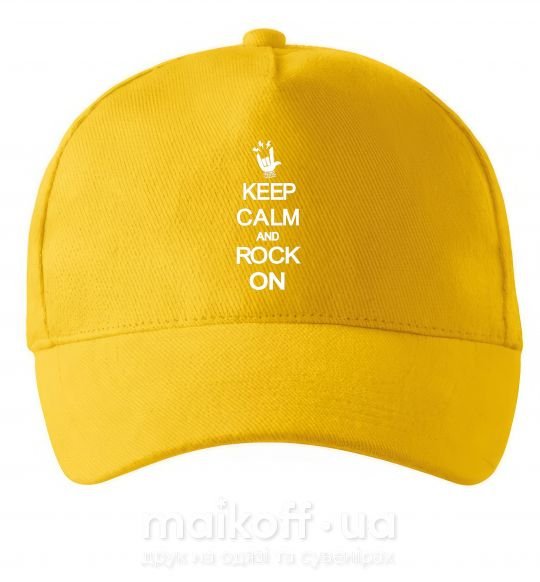 Кепка Keep calm and rock on Солнечно желтый фото