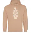 Мужская толстовка (худи) Keep calm and rock on Песочный фото