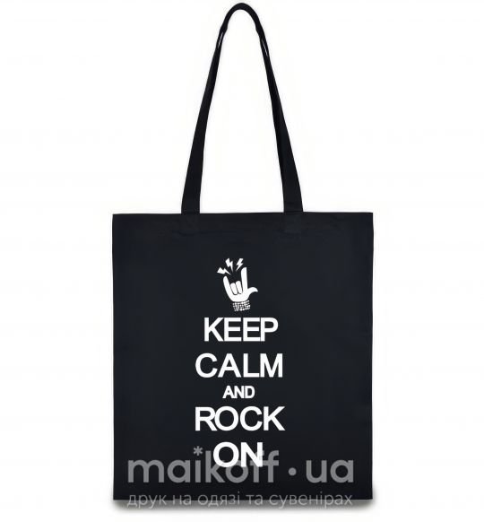 Эко-сумка Keep calm and rock on Черный фото
