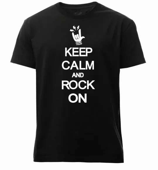 Чоловіча преміум футболка Keep calm and rock on Чорний фото