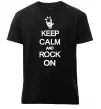 Чоловіча преміум футболка Keep calm and rock on Чорний фото