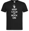 Мужская футболка Keep calm and rock on Черный фото