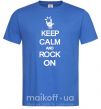 Мужская футболка Keep calm and rock on Ярко-синий фото