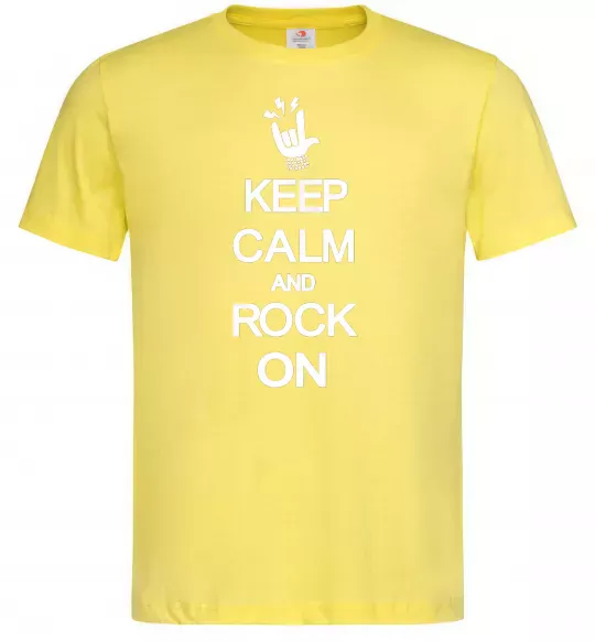 Мужская футболка Keep calm and rock on Лимонный фото