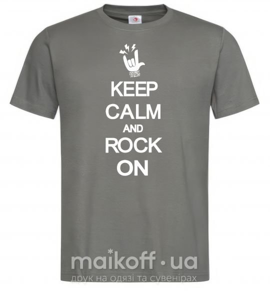 Мужская футболка Keep calm and rock on Графит фото