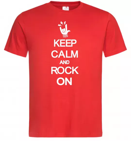 Мужская футболка Keep calm and rock on Красный фото