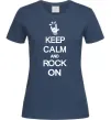 Жіноча футболка Keep calm and rock on Темно-синій фото