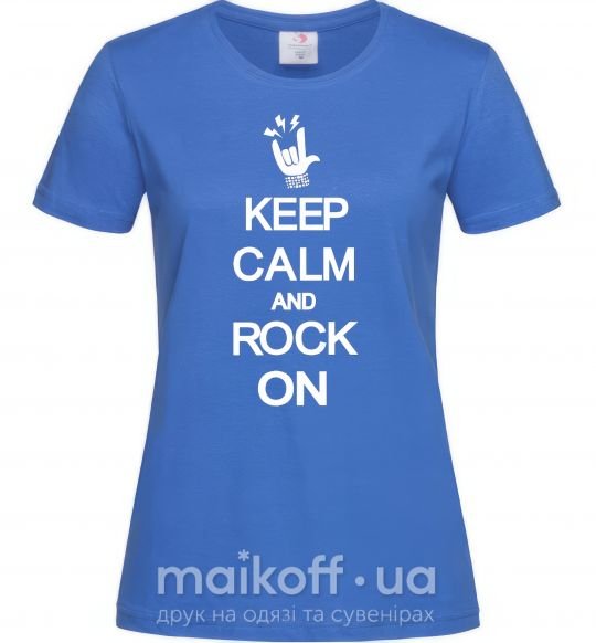 Жіноча футболка Keep calm and rock on Яскраво-синій фото