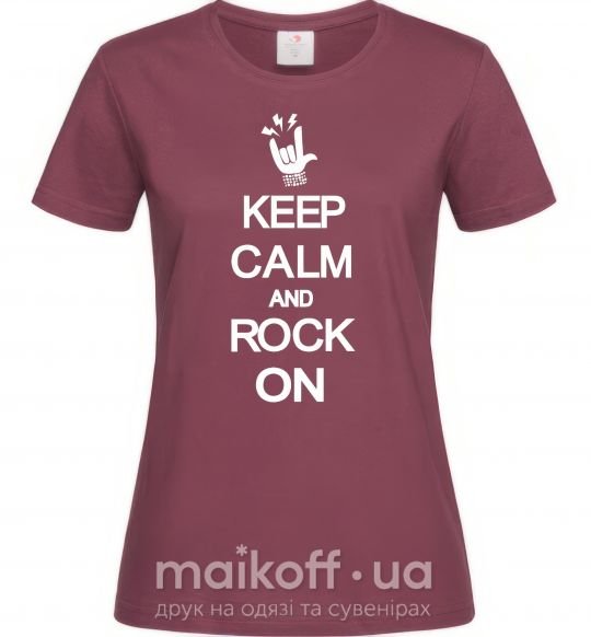 Женская футболка Keep calm and rock on Бордовый фото