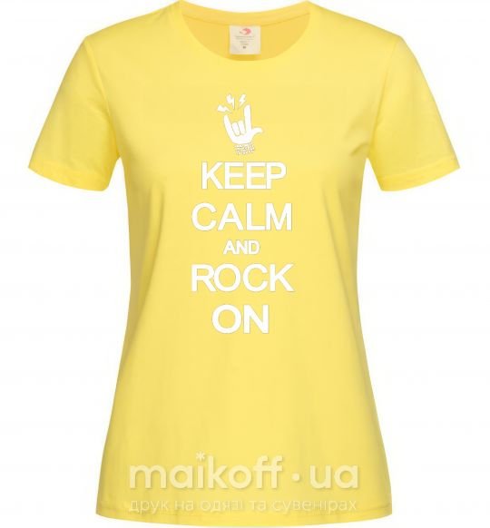Жіноча футболка Keep calm and rock on Лимонний фото