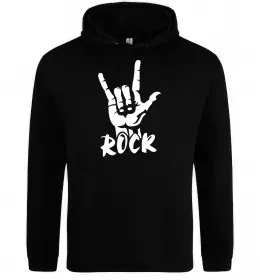 Женская толстовка (худи) ROCK знак Черный фото