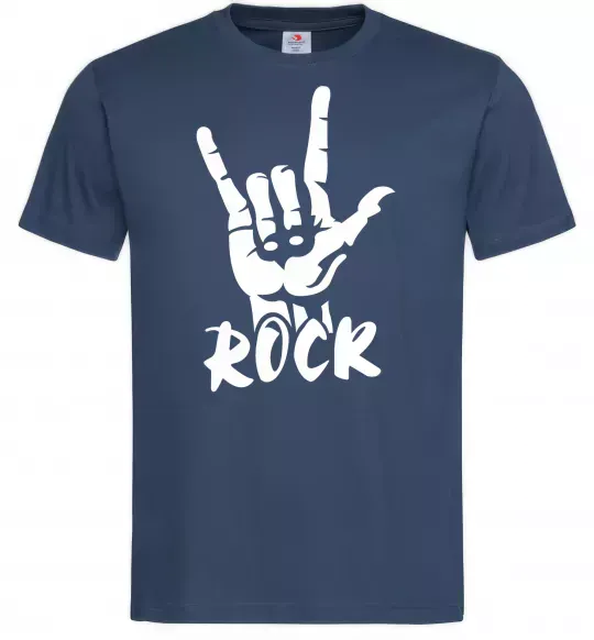 Чоловіча футболка ROCK знак Темно-синій фото